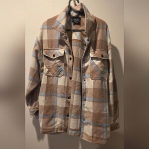 Urban Pipeline Brown and Cream Plaid Shirt Jacket